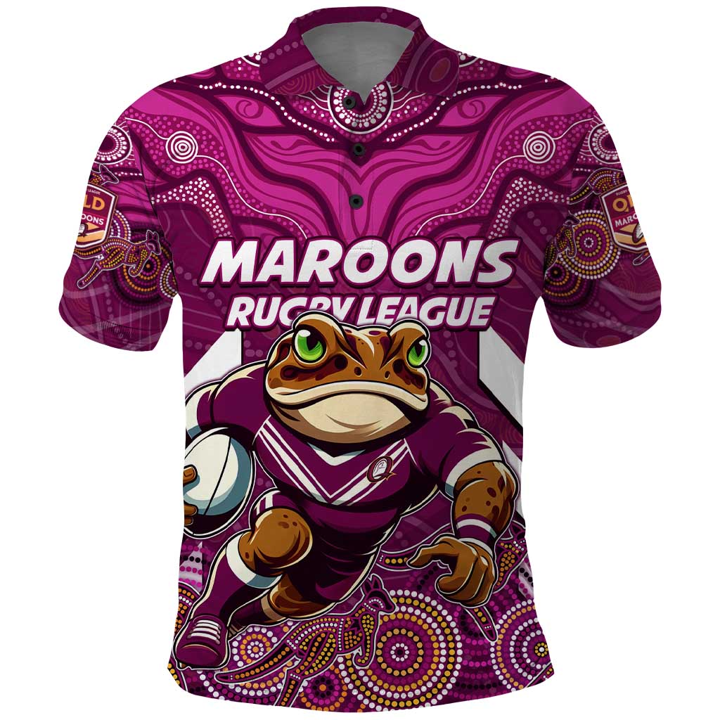 Custom Maroons Cane Toad Polo Shirt Queensland Rugby