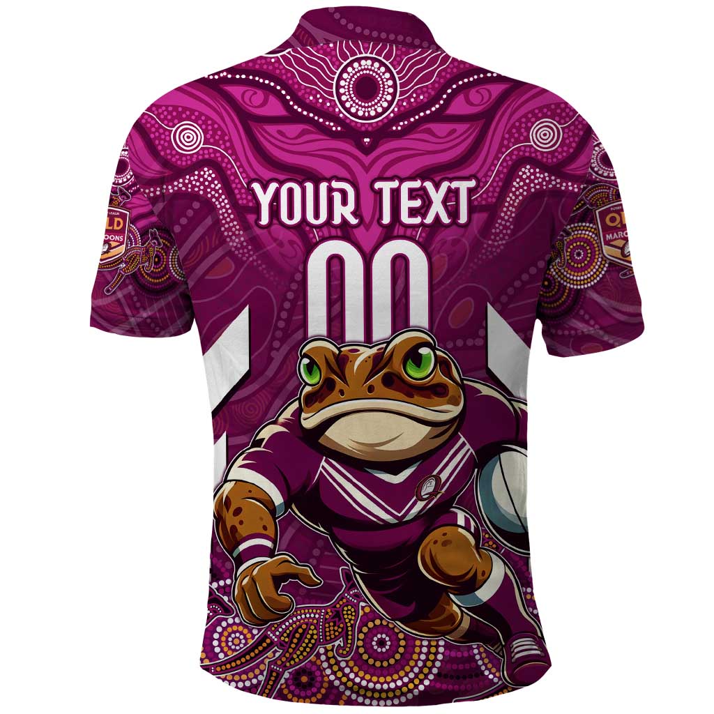 Custom Maroons Cane Toad Polo Shirt Queensland Rugby