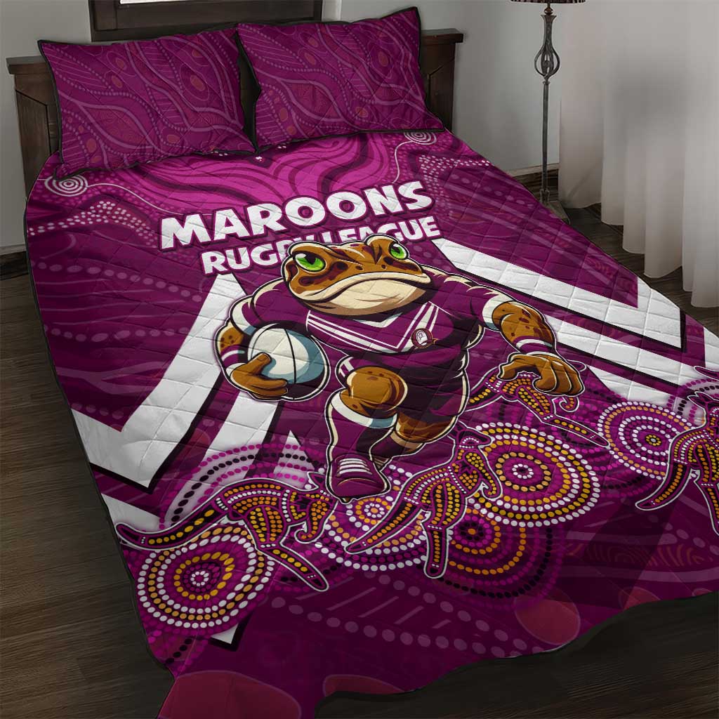 Custom Maroons Cane Toad Quilt Bed Set Queensland Rugby