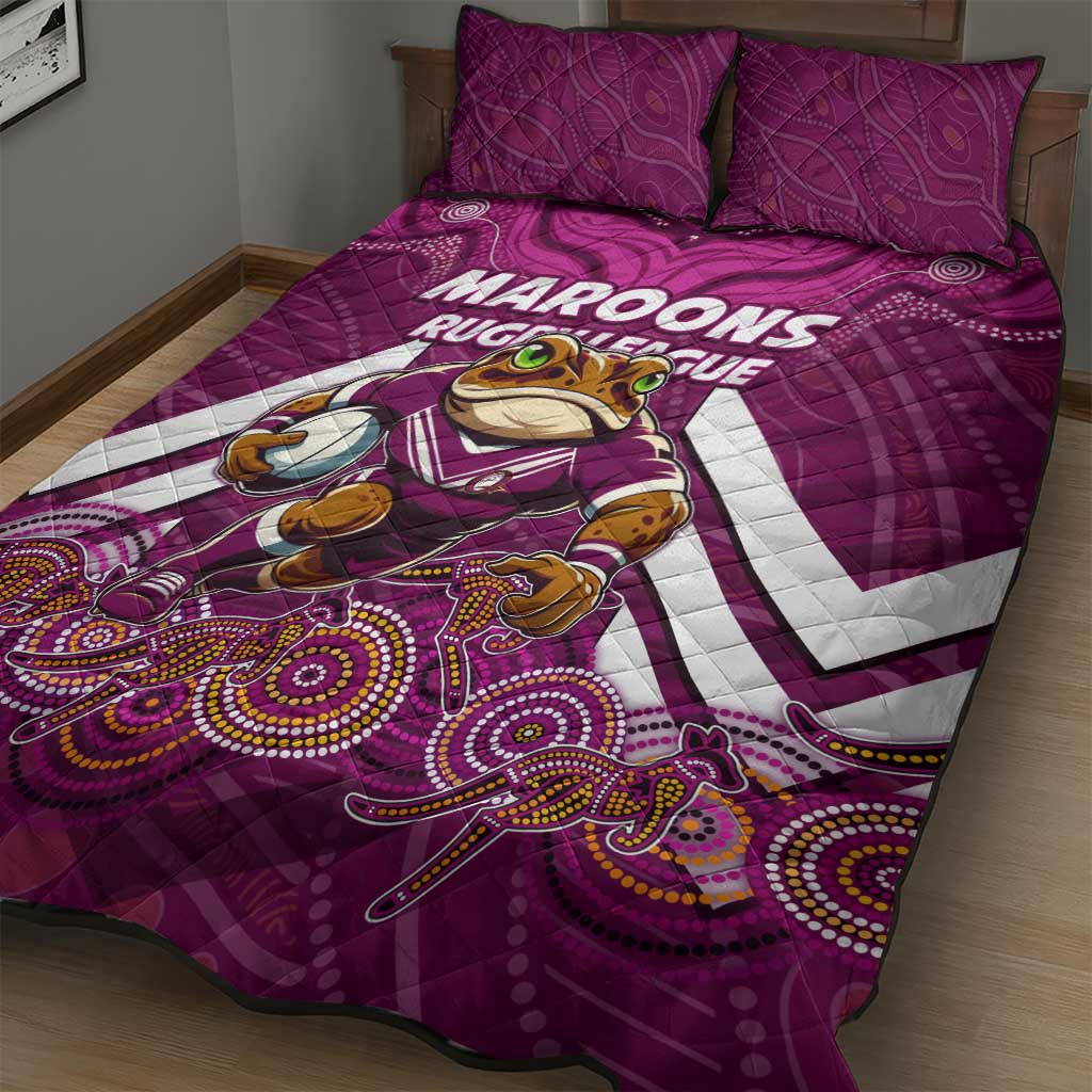 Custom Maroons Cane Toad Quilt Bed Set Queensland Rugby