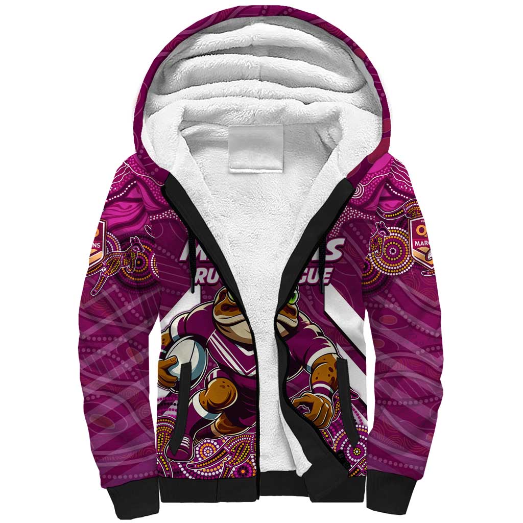 Custom Maroons Cane Toad Sherpa Hoodie Queensland Rugby