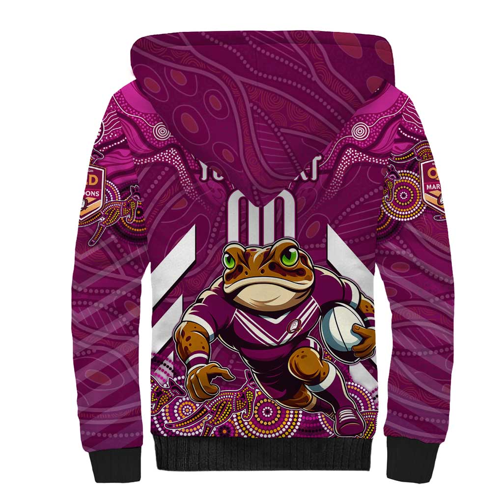 Custom Maroons Cane Toad Sherpa Hoodie Queensland Rugby