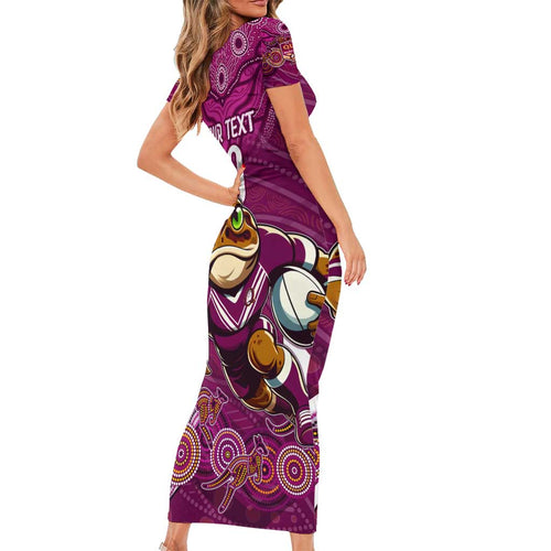 Custom Maroons Cane Toad Short Sleeve Bodycon Dress Queensland Rugby