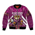 Custom Maroons Cane Toad Sleeve Zip Bomber Jacket Queensland Rugby