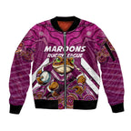 Custom Maroons Cane Toad Sleeve Zip Bomber Jacket Queensland Rugby