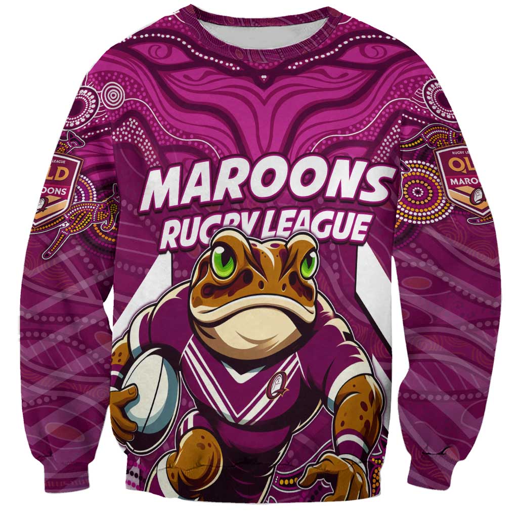 Custom Maroons Cane Toad Sweatshirt Queensland Rugby