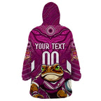Custom Maroons Cane Toad Wearable Blanket Hoodie Queensland Rugby