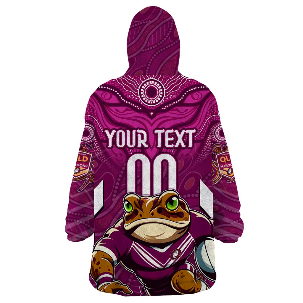 Custom Maroons Cane Toad Wearable Blanket Hoodie Queensland Rugby