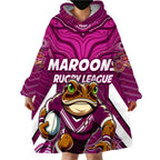 Custom Maroons Cane Toad Wearable Blanket Hoodie Queensland Rugby