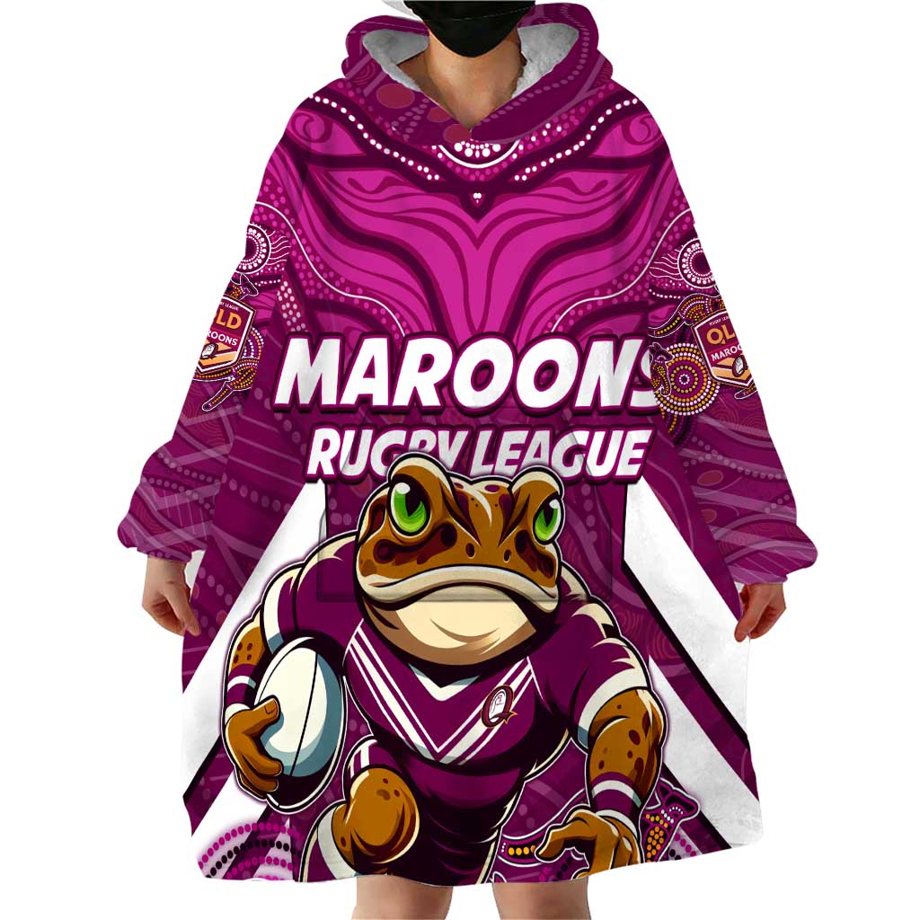 Custom Maroons Cane Toad Wearable Blanket Hoodie Queensland Rugby