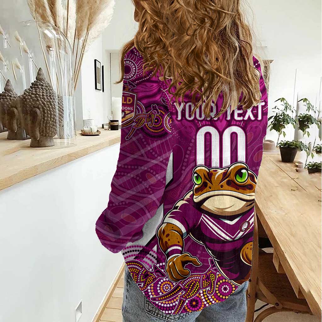 Custom Maroons Cane Toad Women Casual Shirt Queensland Rugby
