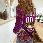 Custom Maroons Cane Toad Women Casual Shirt Queensland Rugby