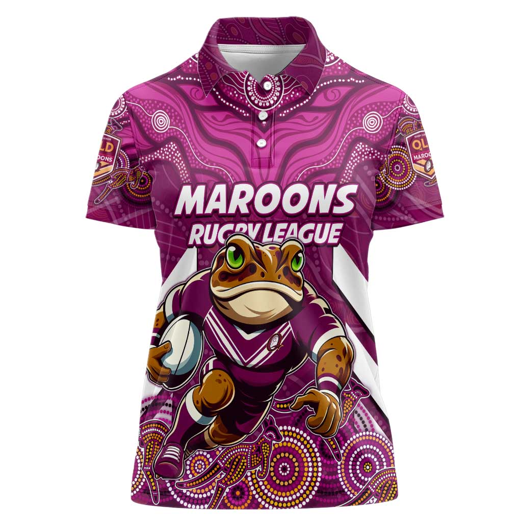 Custom Maroons Cane Toad Women Polo Shirt Queensland Rugby