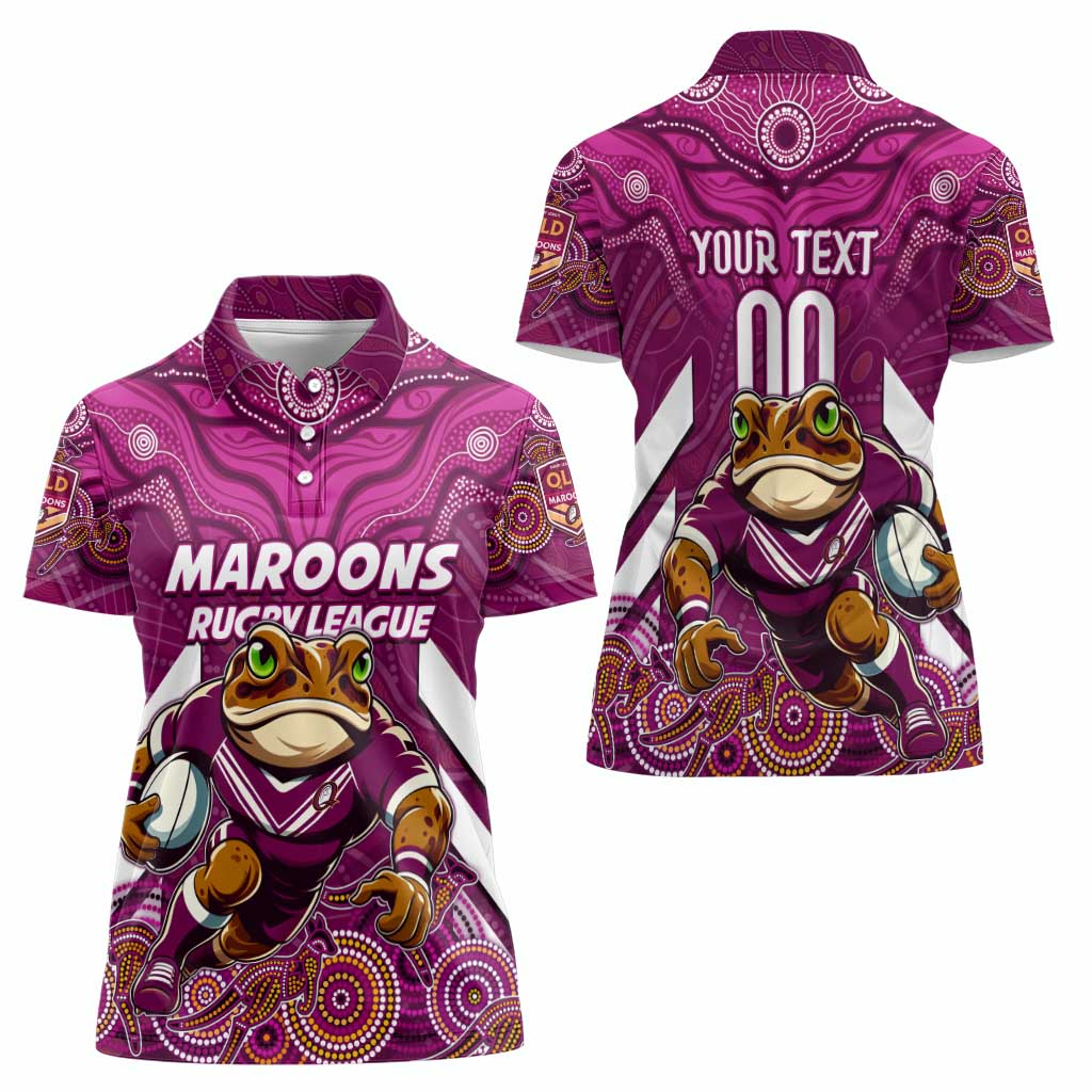 Custom Maroons Cane Toad Women Polo Shirt Queensland Rugby