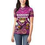 Custom Maroons Cane Toad Women Polo Shirt Queensland Rugby