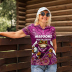 Custom Maroons Cane Toad Women Polo Shirt Queensland Rugby