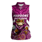 Custom Maroons Cane Toad Women Sleeveless Polo Shirt Queensland Rugby