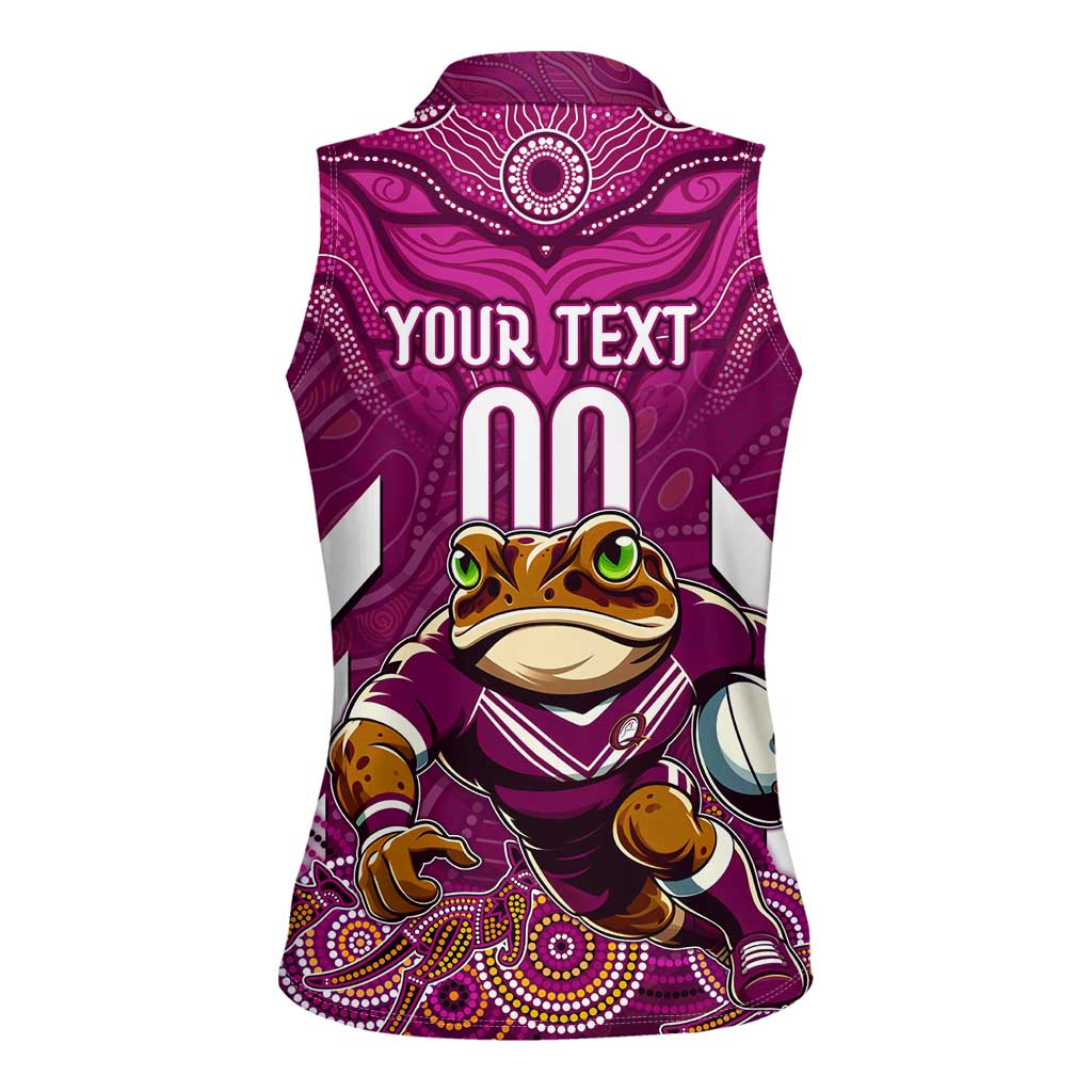 Custom Maroons Cane Toad Women Sleeveless Polo Shirt Queensland Rugby