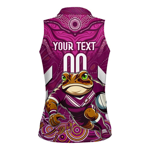 Custom Maroons Cane Toad Women Sleeveless Polo Shirt Queensland Rugby