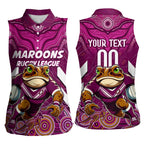 Custom Maroons Cane Toad Women Sleeveless Polo Shirt Queensland Rugby