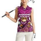 Custom Maroons Cane Toad Women Sleeveless Polo Shirt Queensland Rugby