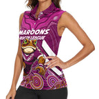 Custom Maroons Cane Toad Women Sleeveless Polo Shirt Queensland Rugby