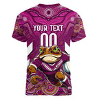 Custom Maroons Cane Toad Women V-Neck T-Shirt Queensland Rugby