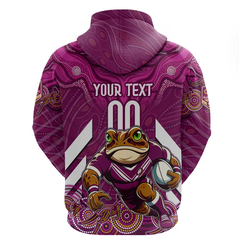 Custom Maroons Cane Toad Zip Hoodie Queensland Rugby