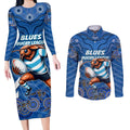 Custom Blues Cockroaches Couples Matching Long Sleeve Bodycon Dress and Long Sleeve Button Shirt New South Wales Rugby