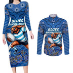 Custom Blues Cockroaches Couples Matching Long Sleeve Bodycon Dress and Long Sleeve Button Shirt New South Wales Rugby