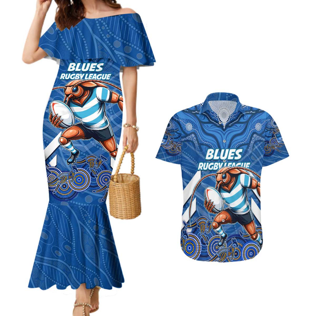 Custom Blues Cockroaches Couples Matching Mermaid Dress and Hawaiian Shirt New South Wales Rugby