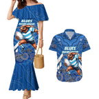 Custom Blues Cockroaches Couples Matching Mermaid Dress and Hawaiian Shirt New South Wales Rugby