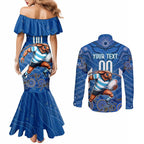 Custom Blues Cockroaches Couples Matching Mermaid Dress and Long Sleeve Button Shirt New South Wales Rugby