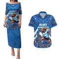 Custom Blues Cockroaches Couples Matching Puletasi and Hawaiian Shirt New South Wales Rugby