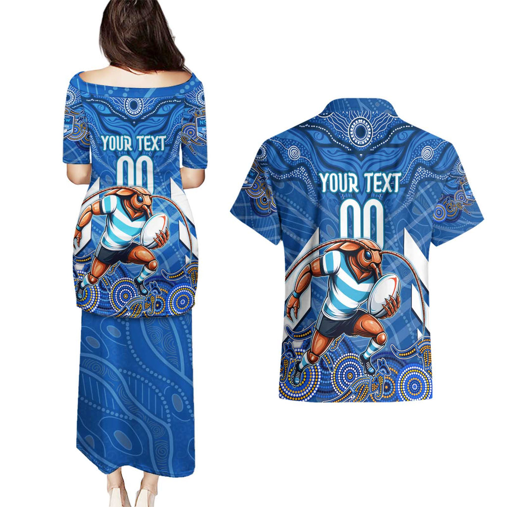 Custom Blues Cockroaches Couples Matching Puletasi and Hawaiian Shirt New South Wales Rugby