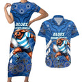 Custom Blues Cockroaches Couples Matching Short Sleeve Bodycon Dress and Hawaiian Shirt New South Wales Rugby
