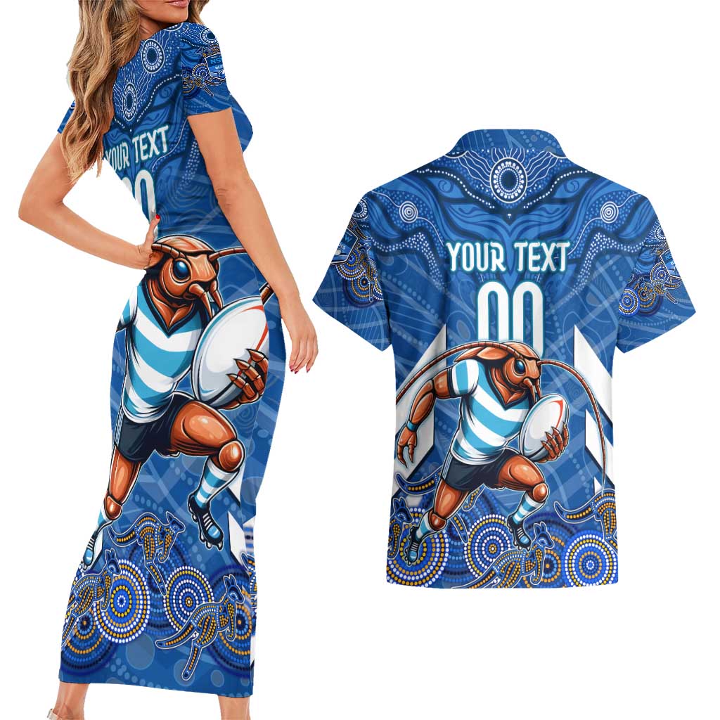Custom Blues Cockroaches Couples Matching Short Sleeve Bodycon Dress and Hawaiian Shirt New South Wales Rugby