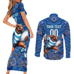 Custom Blues Cockroaches Couples Matching Short Sleeve Bodycon Dress and Long Sleeve Button Shirt New South Wales Rugby