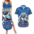 Custom Blues Cockroaches Couples Matching Summer Maxi Dress and Hawaiian Shirt New South Wales Rugby