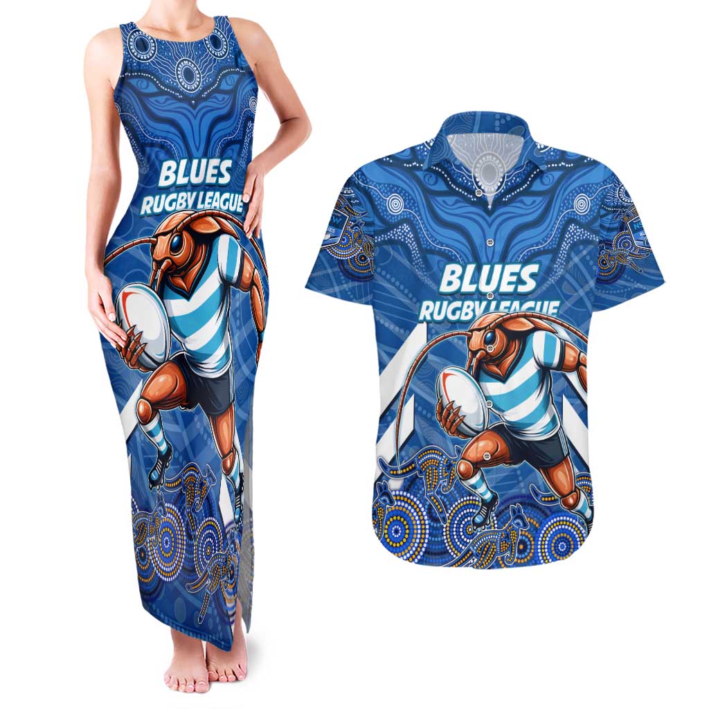 Custom Blues Cockroaches Couples Matching Tank Maxi Dress and Hawaiian Shirt New South Wales Rugby