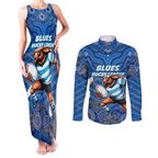 Custom Blues Cockroaches Couples Matching Tank Maxi Dress and Long Sleeve Button Shirt New South Wales Rugby