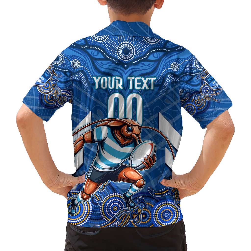 Custom Blues Cockroaches Family Matching Long Sleeve Bodycon Dress and Hawaiian Shirt New South Wales Rugby