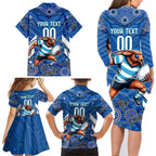 Custom Blues Cockroaches Family Matching Long Sleeve Bodycon Dress and Hawaiian Shirt New South Wales Rugby