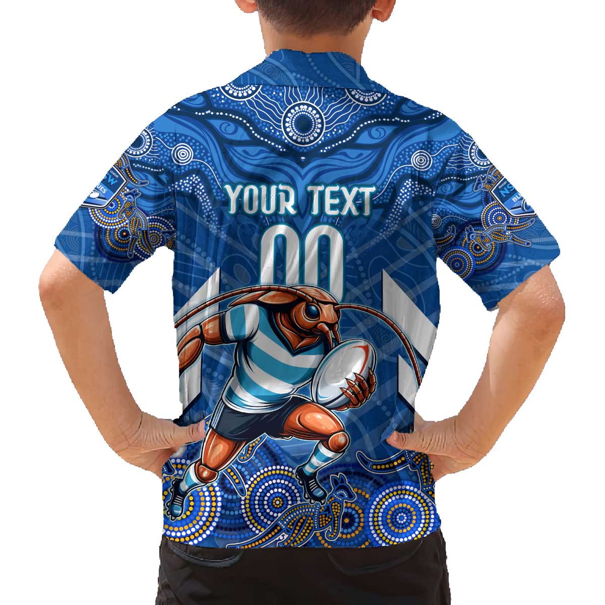 Custom Blues Cockroaches Family Matching Off The Shoulder Long Sleeve Dress and Hawaiian Shirt New South Wales Rugby