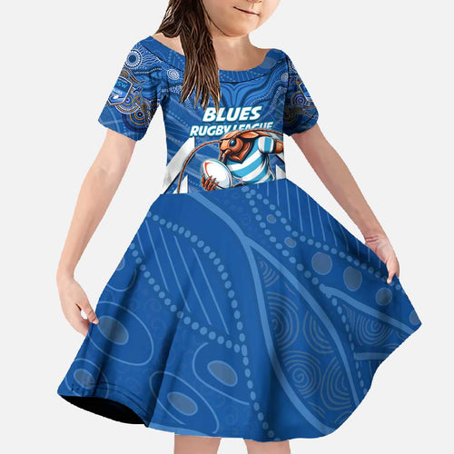 Custom Blues Cockroaches Family Matching Off The Shoulder Long Sleeve Dress and Hawaiian Shirt New South Wales Rugby