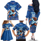 Custom Blues Cockroaches Family Matching Off The Shoulder Long Sleeve Dress and Hawaiian Shirt New South Wales Rugby