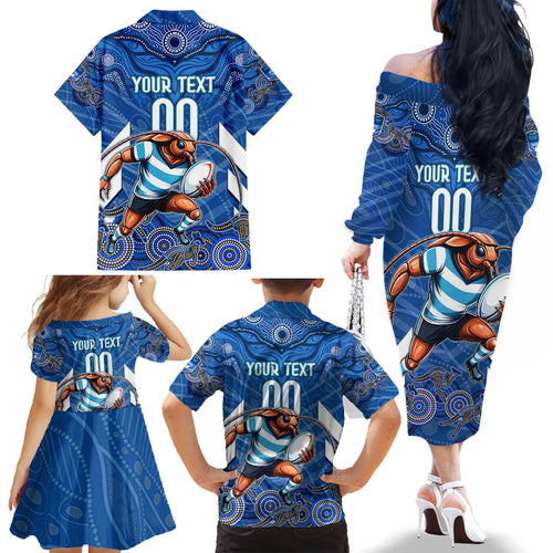 Custom Blues Cockroaches Family Matching Off The Shoulder Long Sleeve Dress and Hawaiian Shirt New South Wales Rugby