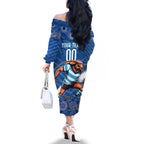 Custom Blues Cockroaches Family Matching Off The Shoulder Long Sleeve Dress and Hawaiian Shirt New South Wales Rugby