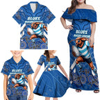 Custom Blues Cockroaches Family Matching Off Shoulder Maxi Dress and Hawaiian Shirt New South Wales Rugby