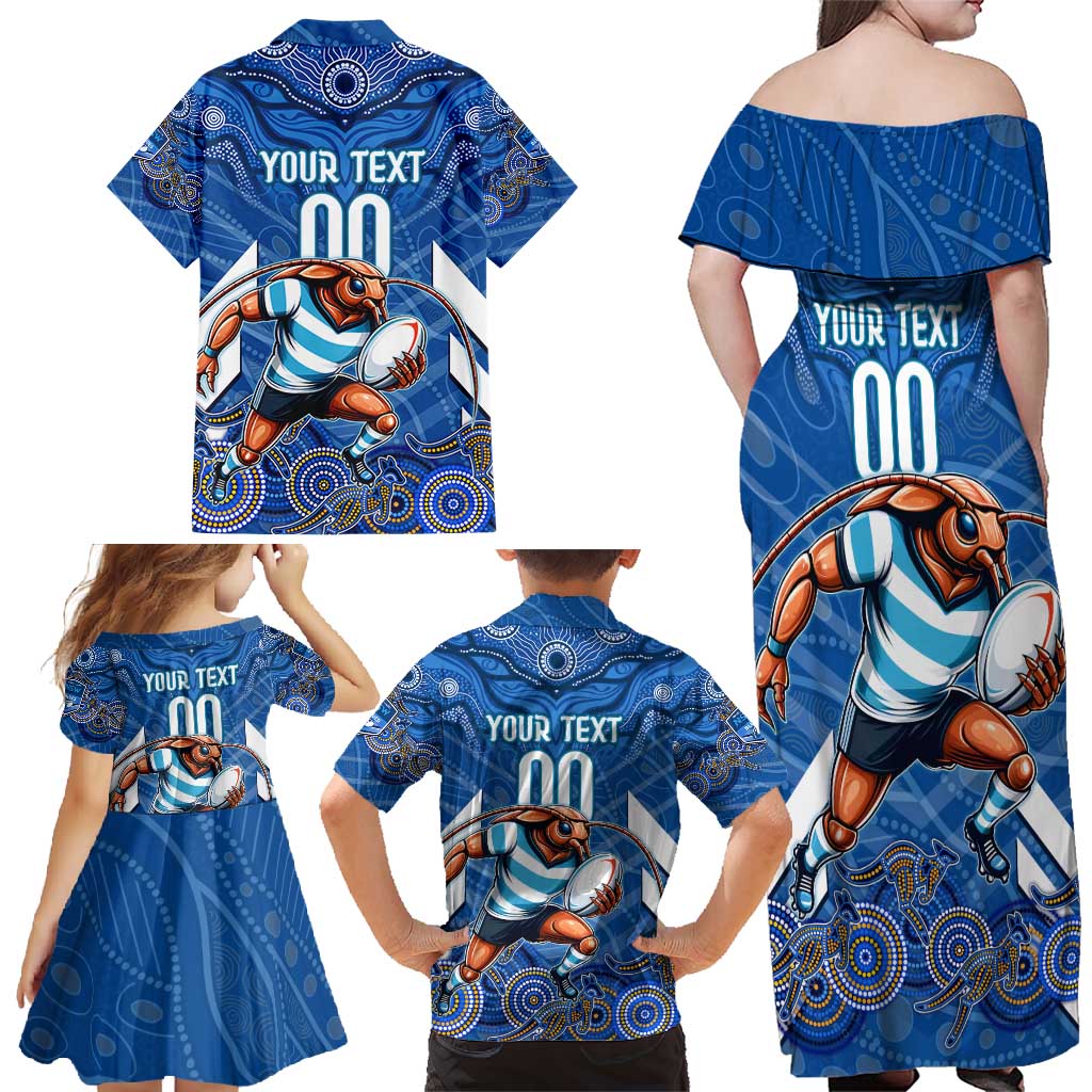 Custom Blues Cockroaches Family Matching Off Shoulder Maxi Dress and Hawaiian Shirt New South Wales Rugby